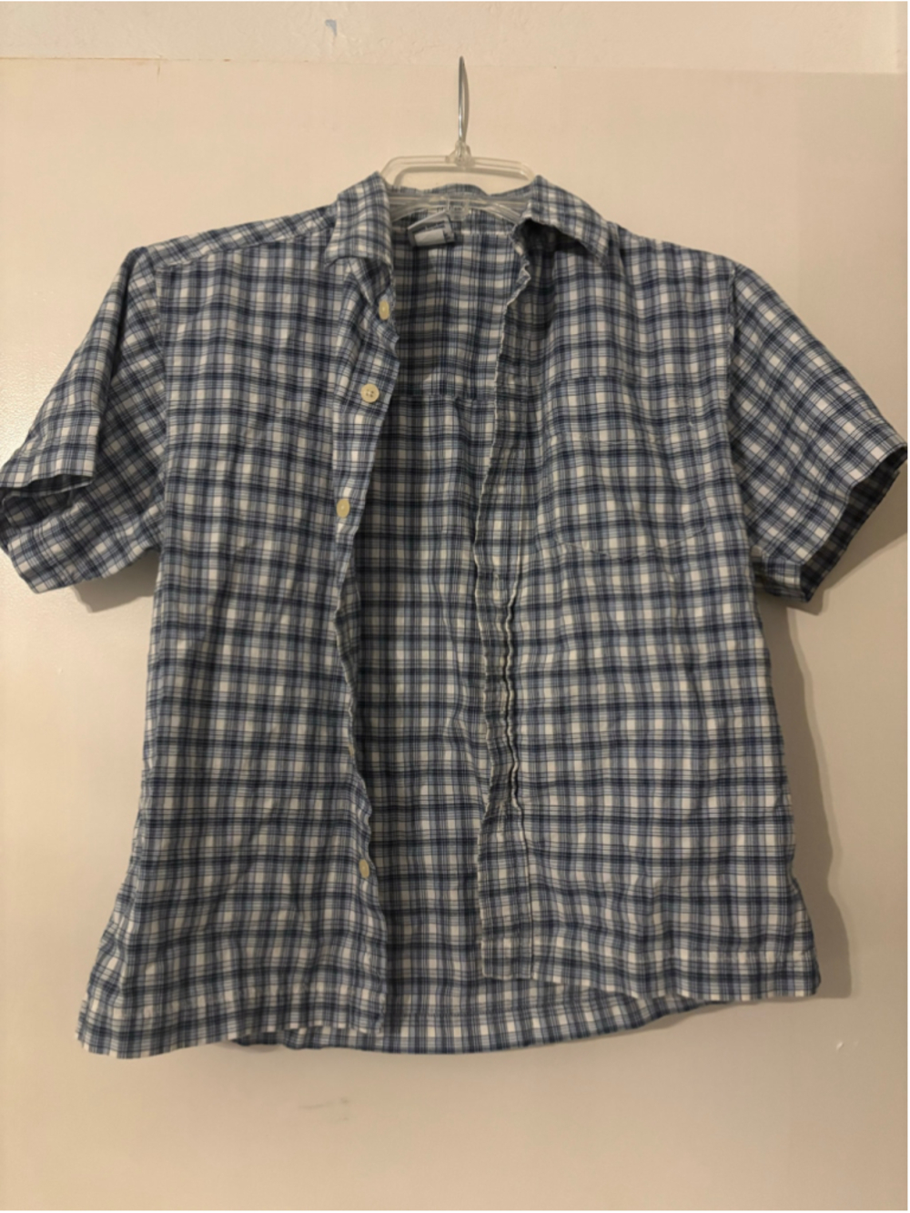 Boys Old Navy Plaid Button Down Shirt Size 8 Blue White